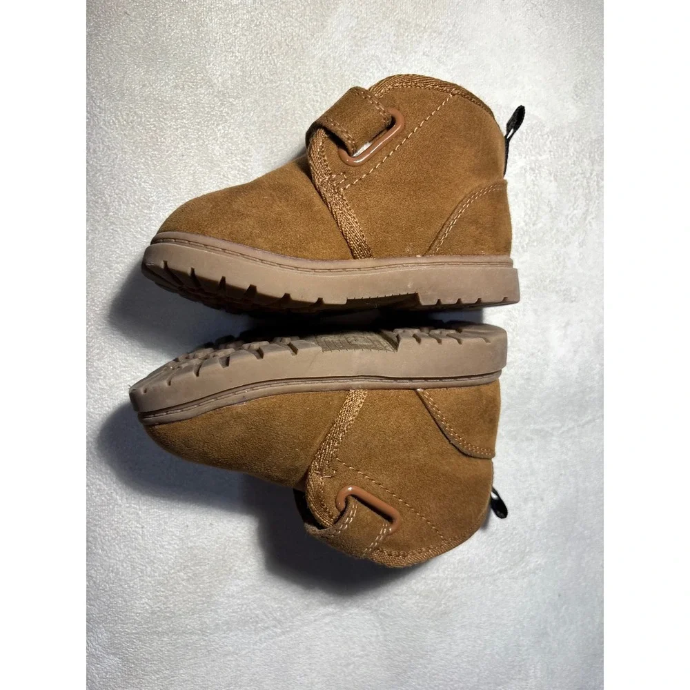 Cat & Jack Toddler Tan Faux Suede Shearling Lined Boots Size 5 Hook Loop Closure